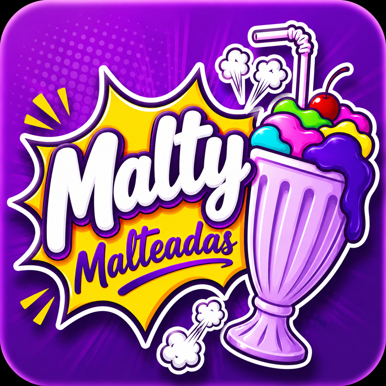 Logotipo de Malty Malteadas con una malteada de colores